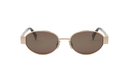Celine CL40235U Oval Shape Coffe Gold Metal Triomphe